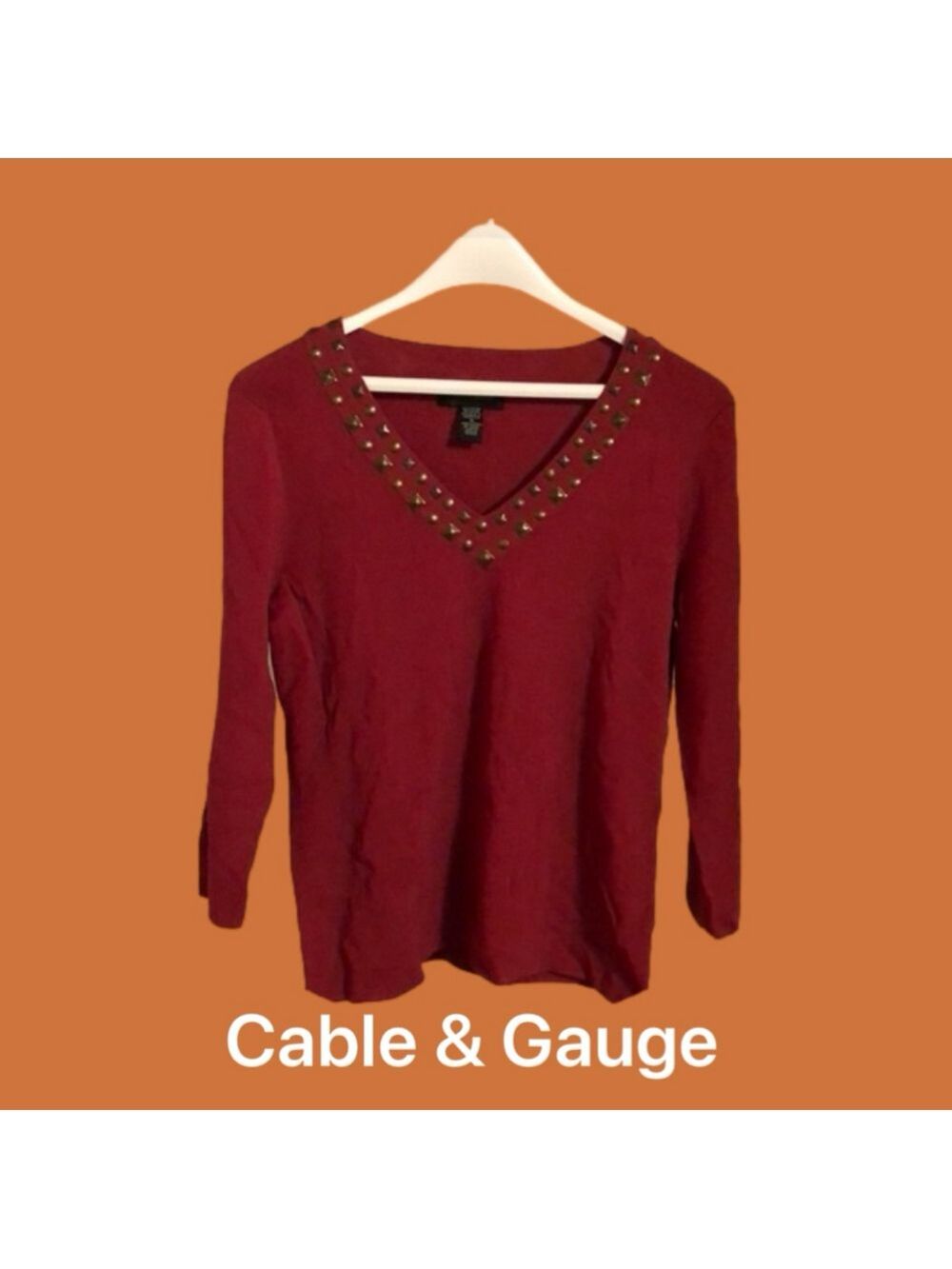 Cable & Gauge Burnt Orange Viscose & Nylon Top